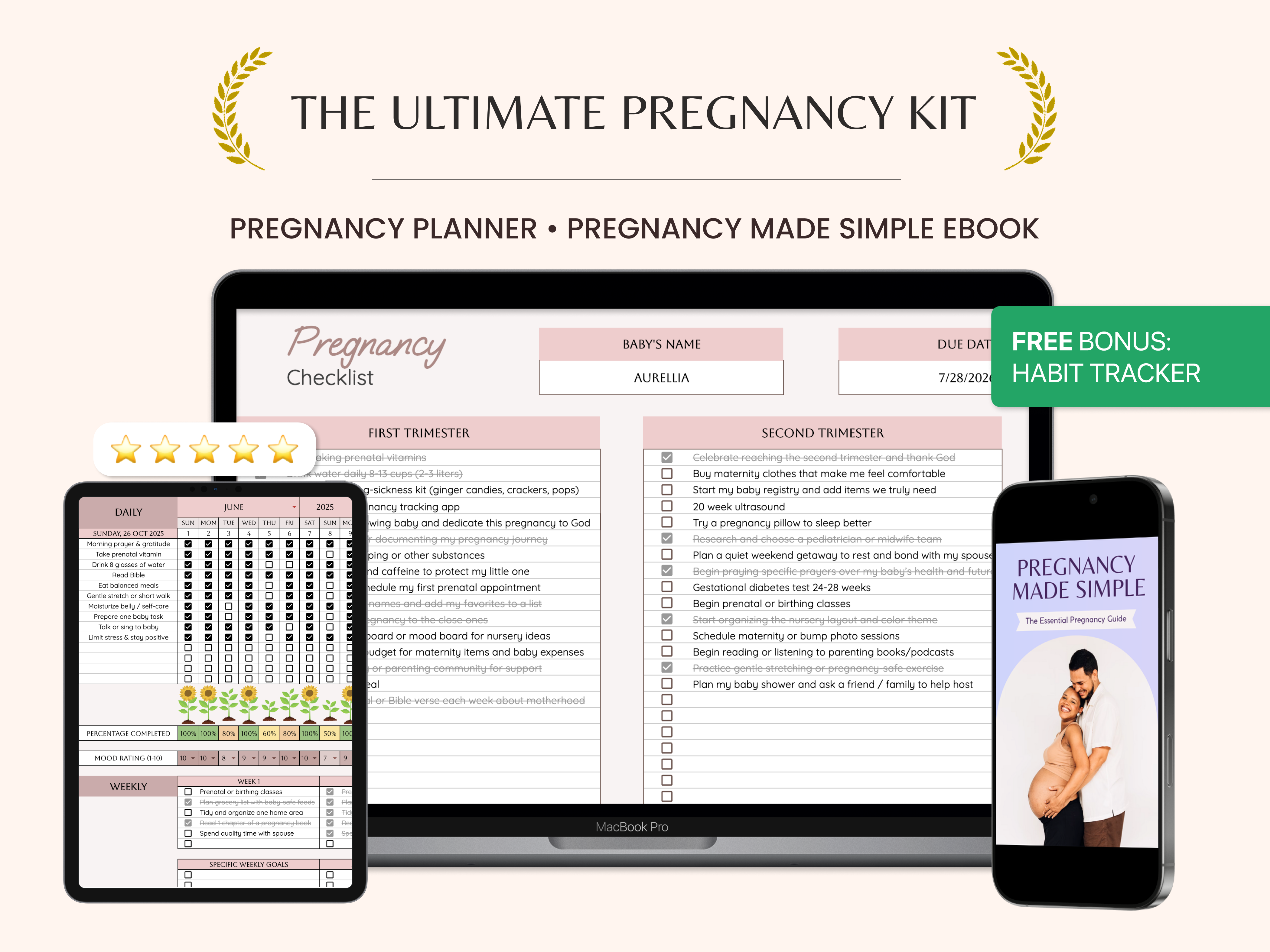 Ultimate Pregnancy Kit Bundle - Complete Digital Planner and eBook